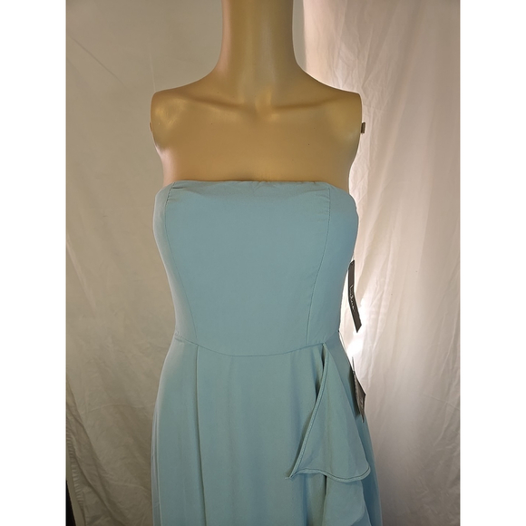 Lulus Small Strapless Maxi Dress Ruffle Turquoise Wedding Guest Formal Flowy - Picture 7 of 11